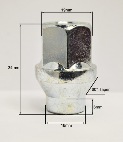 Juego de 20 tuercas de rueda de aleación hexagonales M14 x 1,5, 19 mm con vástago de 6 mm (plata) - Imagen 2 de 2
