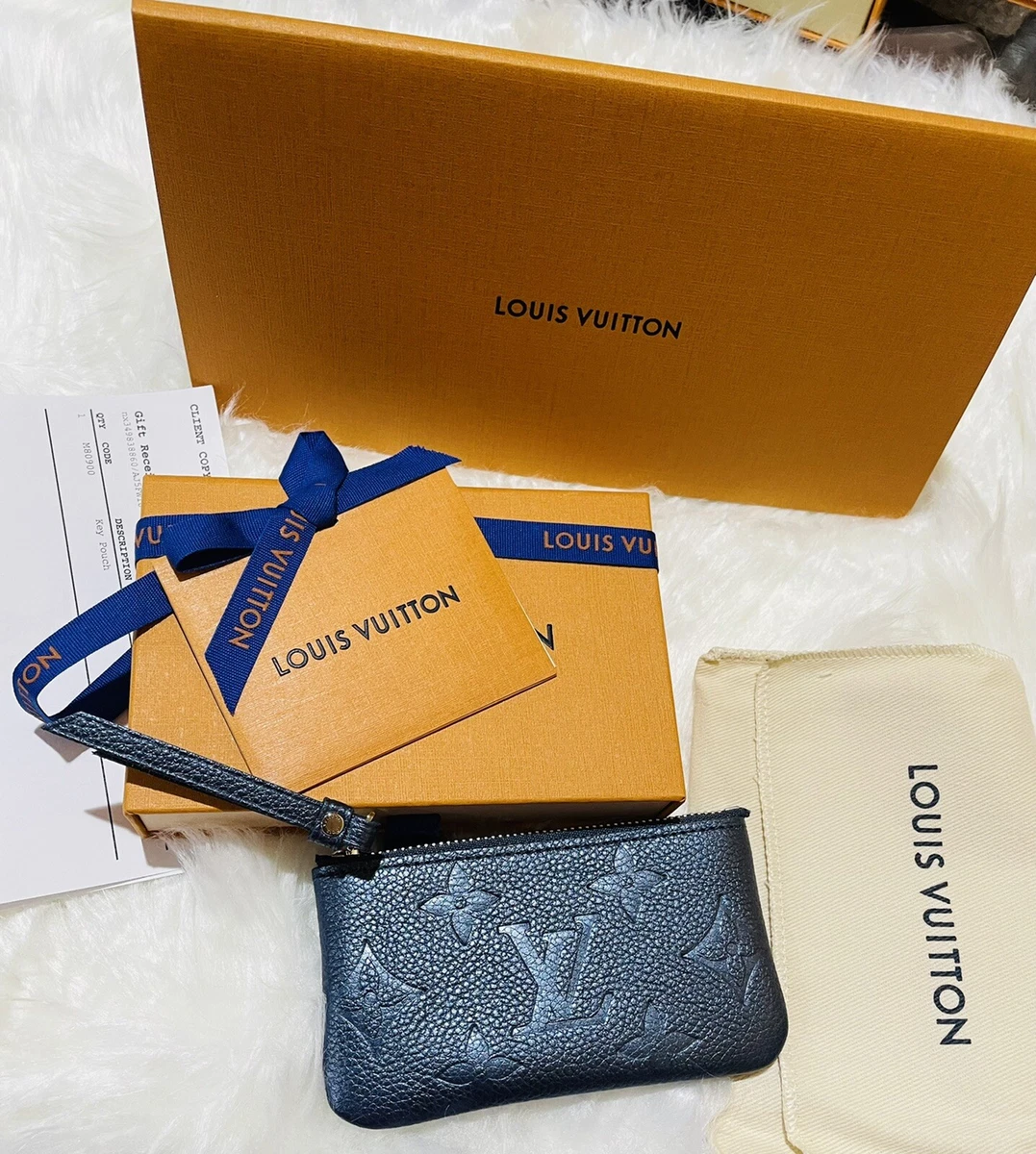 Louis Vuitton Monogram Empreinte Leather Key Pouch Blue Rare! NIB