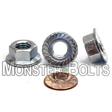 (25) M10-1.50 or 10mm x 1.5  Metric Serrated Flange Lock Nuts Spin Wiz Zinc CR+3