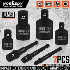 7PC Impact Socket Adaptor Universal Connector 1/2" 3/8" 1/4" Drive Reducer Bar