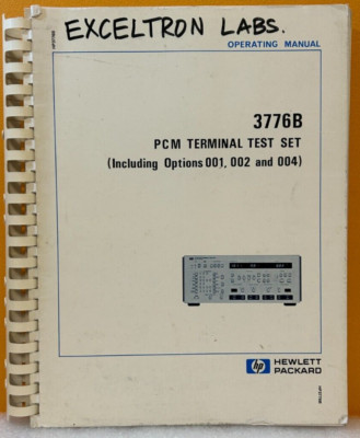 HP / Agilent 3776-90028 1984 3776B PCM Terminal Test Set Operating Manual.