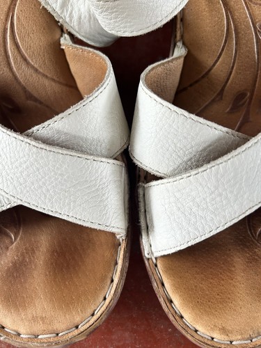 Born Mai Women's White Leather Sandals Strap Sz 9 40.5 W - Picture 11 of 13
