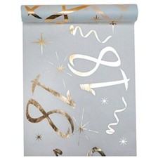 Santex Runner da tavola bianco oro 18 anni 30 cm x 5 m, runner decorativo in tes