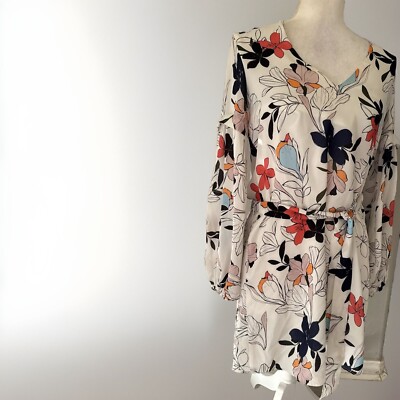 Parker Tie Waist Dress stella Floral V Neck, Size XS