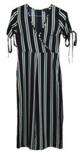 QED London Blue Green Striped Jumpsuit Romper Sz 4