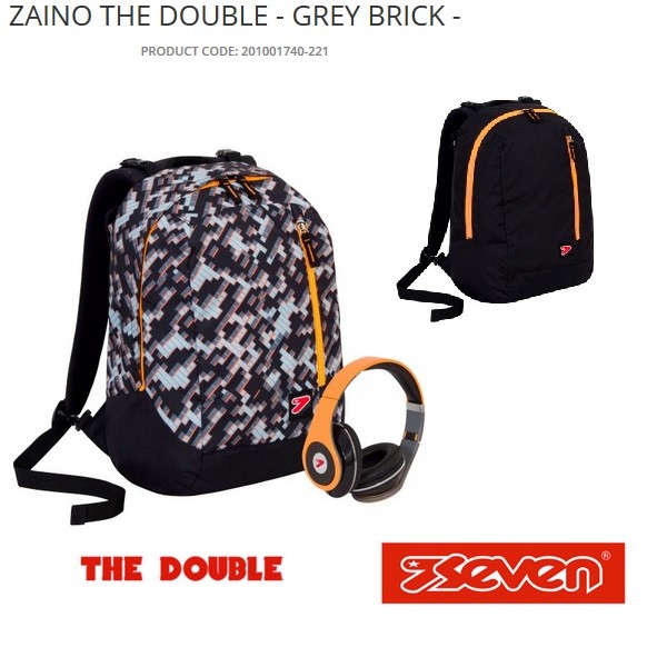 Zaino Seven Double Project fantasia Brick Nero Grigio 2017 2018 con Cuffie  | Acquisti Online su eBay