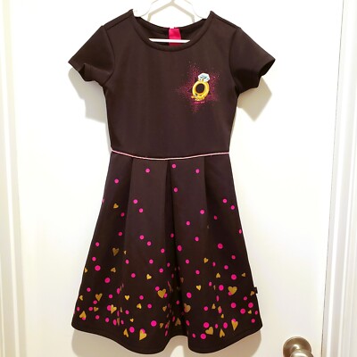 Shopkins Dress Roxy Ring Black Pink Gold Hearts Polka Dots Size 6-6X