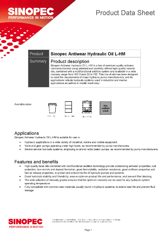 AW 32 Premium Antiwear Hydraulic Oil Fluid 5 Gallon Pail (18L 4.75