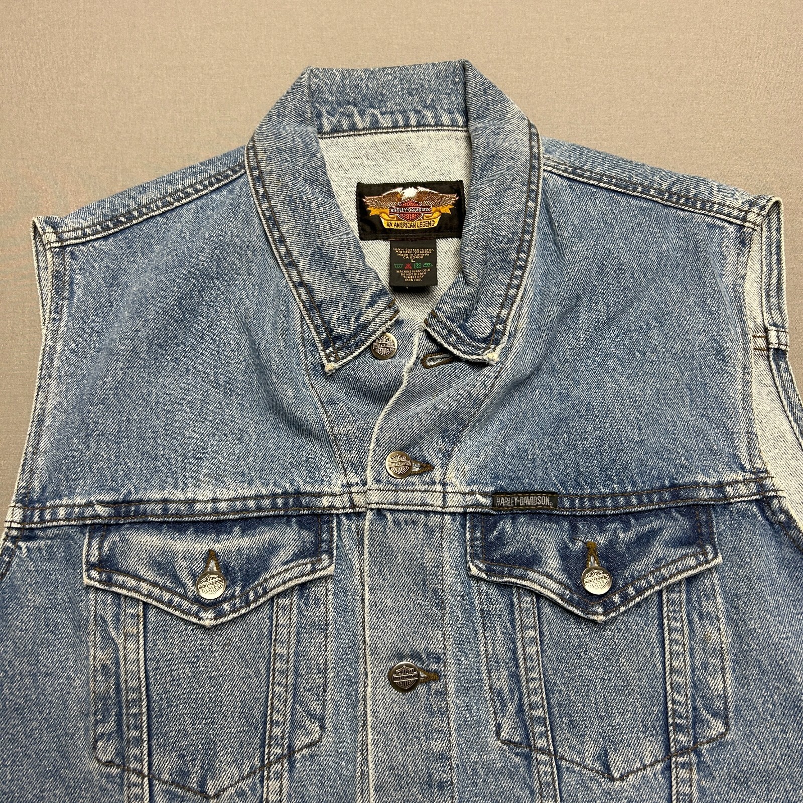 Vintage Harley Davidson Vest Mens Large Motorcycle Li… Gem