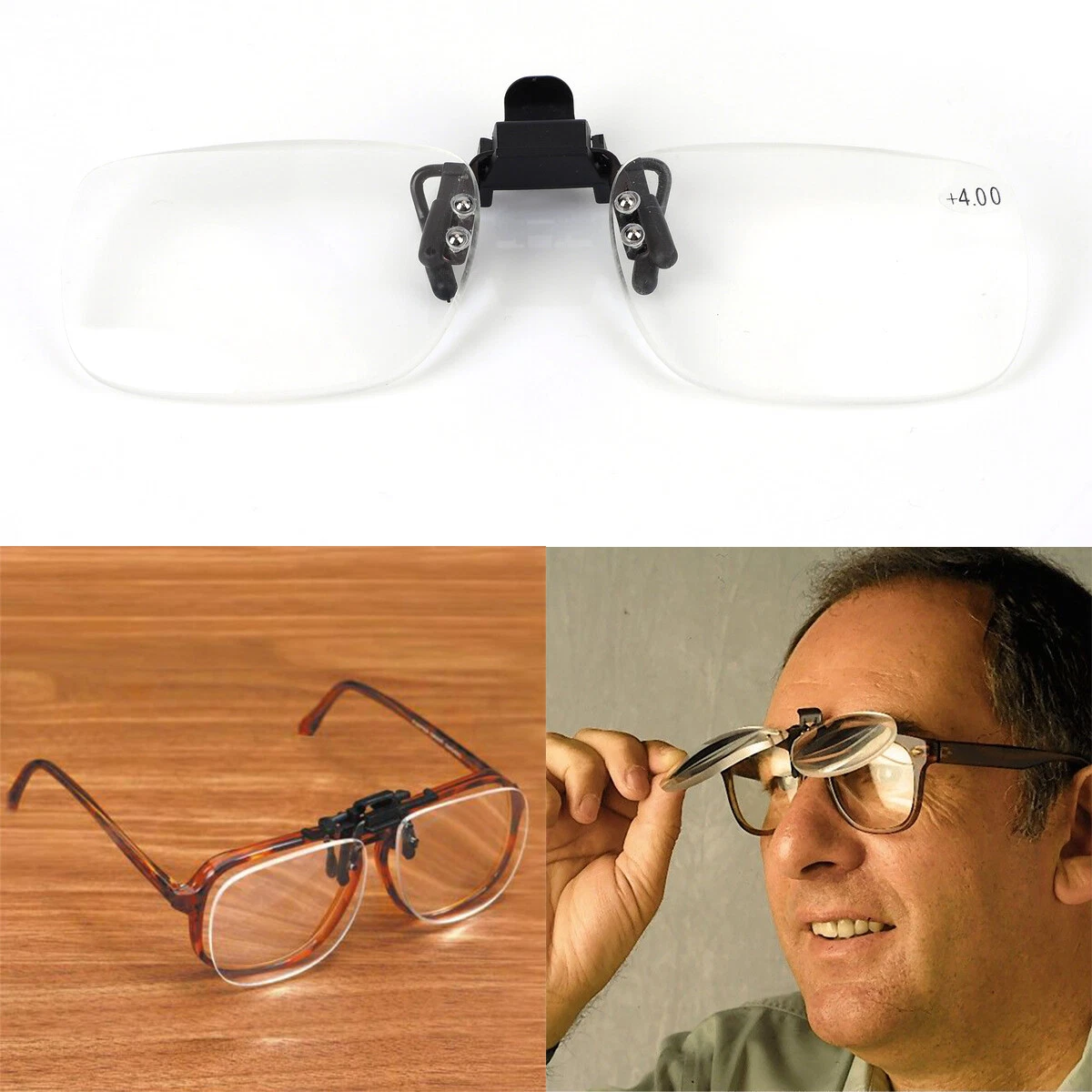Clip On Flip Up Magnifying Reading Glasses Magnifiers Lenses 2.0 3.0 4.0