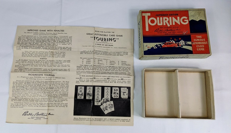 VTG 1940's Parker Brothers Touring Card Game Automobile Instructions ...