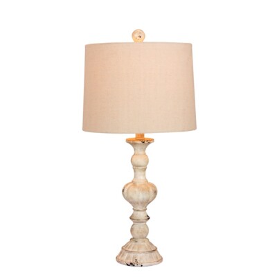 Fangio Lighting 26.5'' Sculpted Candlestick Table Lamp, White - W-6238CAW