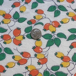 Vintage-Quarter-Feed-Sack-Classic-Orange-and-Yellow-Fruit-Berries-21-034-x-18-034