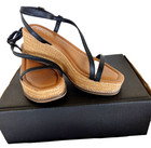 NWOB Chico's Jute Wedge Rubber outsole Black leather Sandals sz 9.5 — photo 2