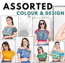 Women's Summer Floral Printed Off Shoulder Crop Length Puff Top Assorted Lot