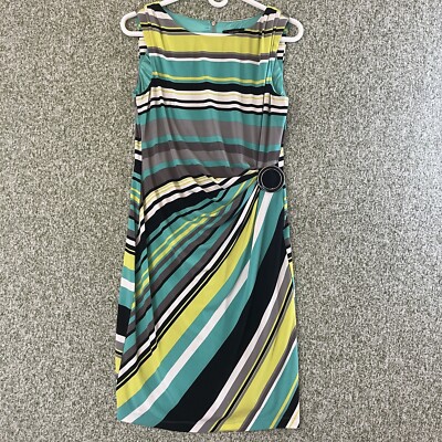 tahari jersey dress Elie Tahari Bethany Jersey Navy Floral Tie Waist Sleeveless Shift Dress S L $358
