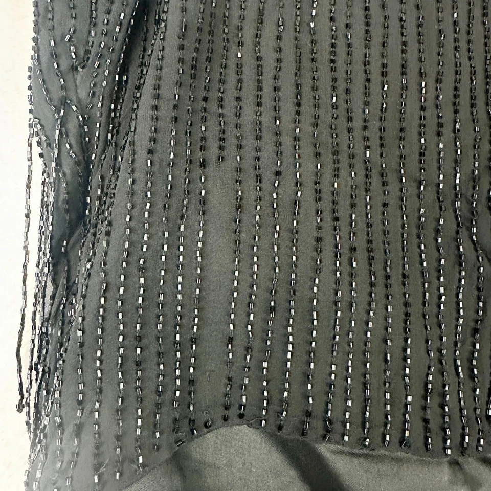 Top formal con flecos y cuentas de seda vintage Scala talla grande formal fiesta festival Foto 4 de 4