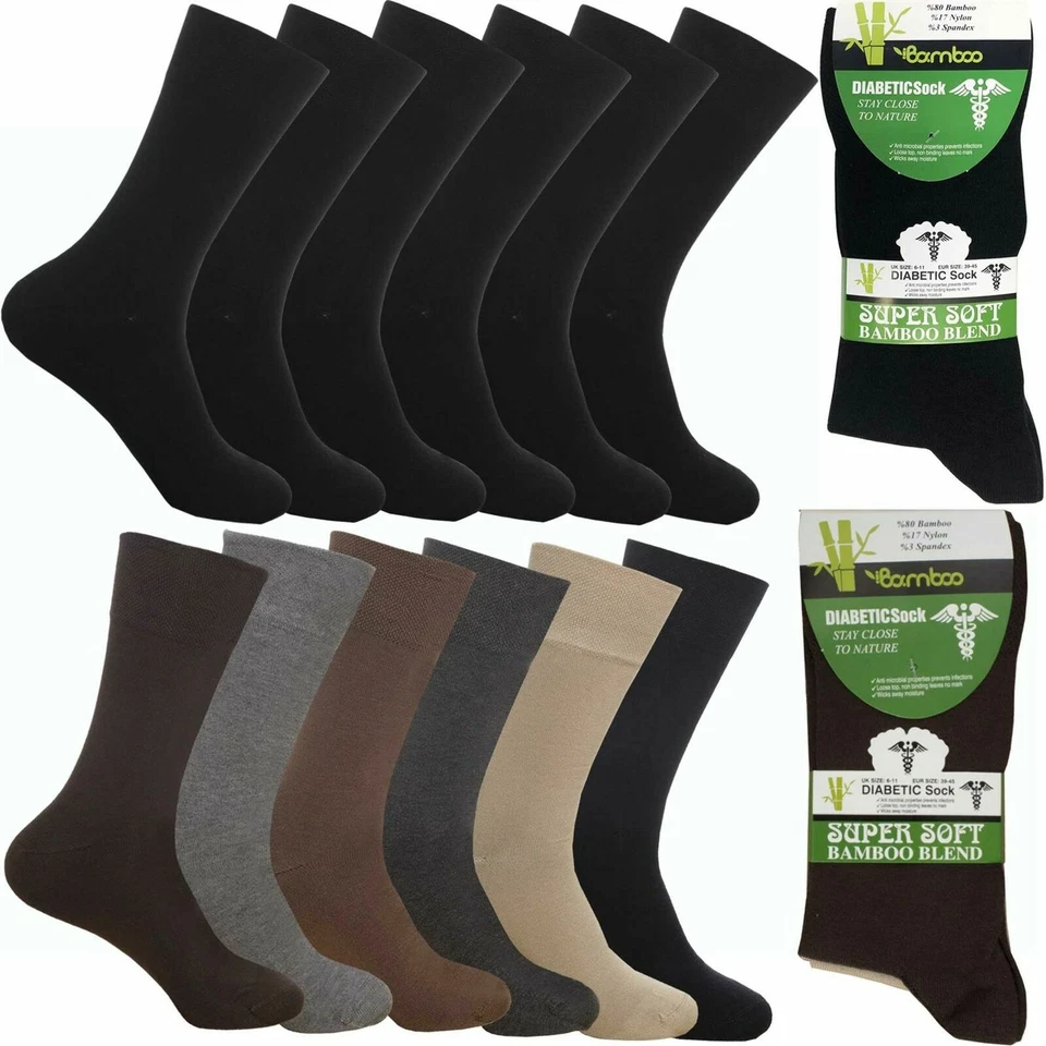 MK-ONESTOPSHOP 3-12 Pairs Mens Bamboo Socks Non Elastic Super Soft Loose Top UK 6-11