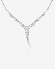 3.40CT Round Cut Lab Grown Diamond 18k White Gold Feather Tail Drop Necklace