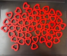 Valentine Wooden Red Heart Shape Craft Hollow Embellishments Decorations