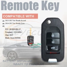 Upgraded Flip Remote Key Fob for Honda Accord Civic 2013 2014 2015 2016 2017 4B
