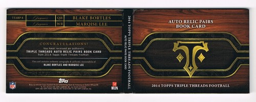 2014 Topps Triple Threads Gold Blake Bortles/Marqise Lee Autographs Relic 06/18 - Picture 2 of 2