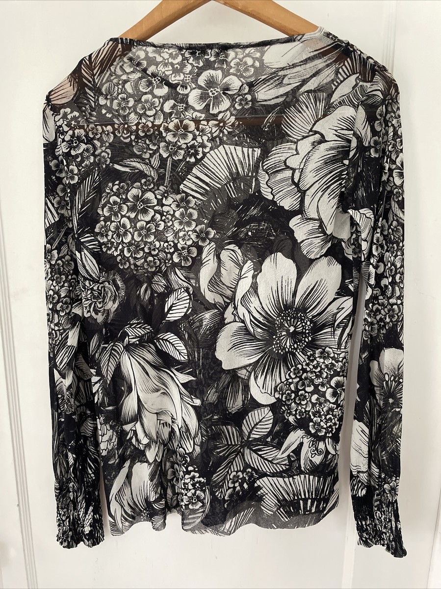 FUZZI カーディガン 総柄 モノトーン Jean Paul Gaultier Y2k Vintage FUZZI by Jean Paul Gaultier Mesh Top. Abstract