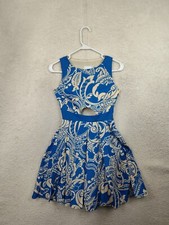 Asos Women Dress 1 Blue Floral 100% Polyester Sleeveless Fit Flared Ruffle Mini