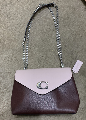 Neu echt Coach Tasche tief lila & rosa Leder Medium Crossbody Schultertasche