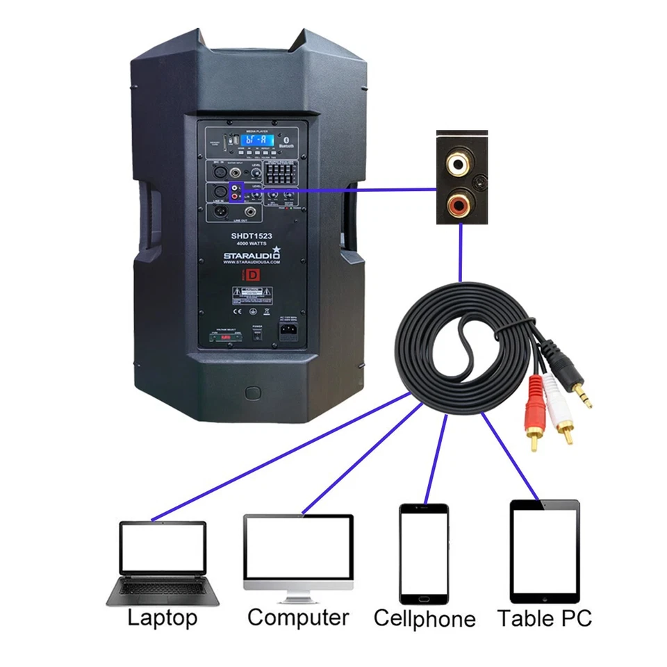 15" PA Powered Speaker 4000 Watts Karaoke Church Speaker W/ Bluetooth USB TWS SD - Image 2 of 4