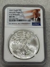 2021 Silver Eagle Type 1 NGC MS 70 ~ First Releases Joe Biden / Flag Label