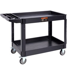 Utility Service Cart,2 Shelf 550LBS Heavy Duty Plastic Rolling Utility Cart wi