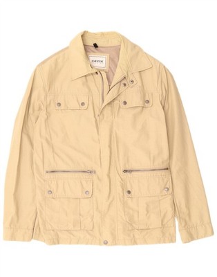 Geox Mens Respira Utility Jacket UK 42 XL Beige Cotton AE02