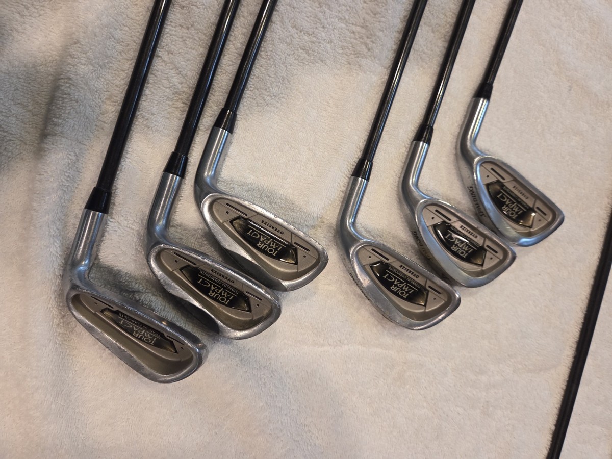 8) Spalding TOUR IMPACT TITANIUM Oversize Irons Graphite RH D,5W