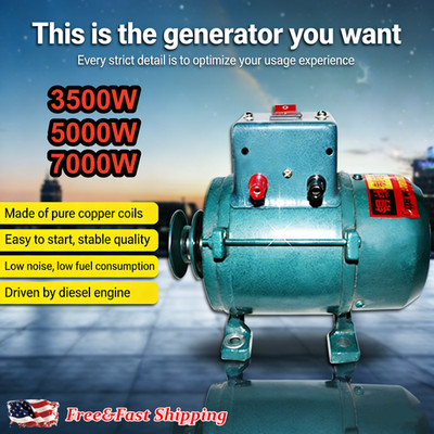 3500W-7000W Permanent Magnet Generator Head Pure Copper Wire Alternator w/Pulley