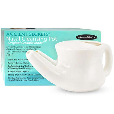 ANCIENT SECRETS Neti Pot Sinus Rinse + Pre-Measured 1 Count (Pack of 1), ...