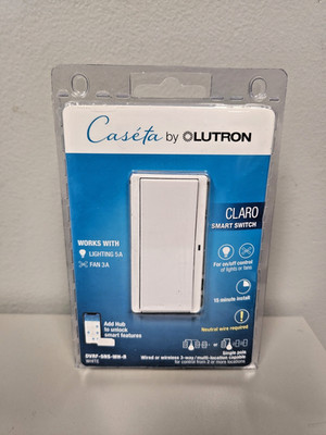   Lutron CLARO Smart Switch for Caseta, Lighting 5A/ Fan 3A (DVRF-5NS-WH-R)  