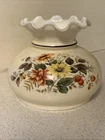 Vintage Milk Glass Lamp Shade Floral Hurricane Gone w/ The Wind Style Parlor 7"