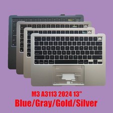 New For Apple MacBook Air 13" M3 A3113 2024 Keyboard Top Case Midnight Silver US