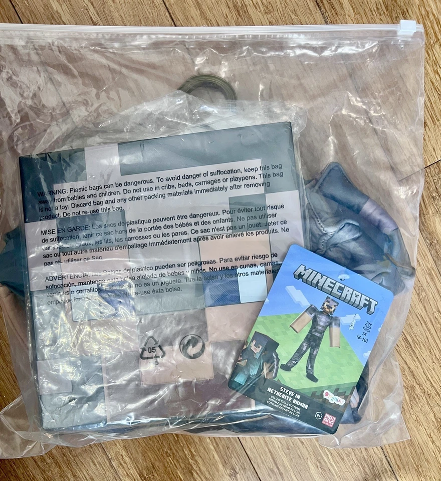 NEW Disguise Boy’s Minecraft Steve Netherite Armor Halloween Costume M8-10 - Image 4 of 4