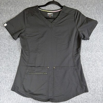 Scrubstar Top Ultimate Women's Size XS Criss Cross  V-Neck Scrub Stretch Black