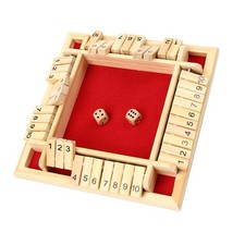 Wooden Shut The Box Game, 10-Number Dice Game for 2-4 Players, for Parties an...