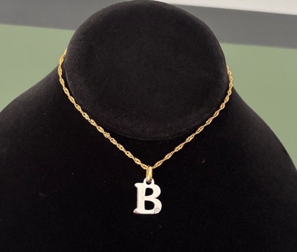 18K Solid Gold Two-Tone Initial Pendant - image 7