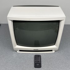Sharp 19A-M150R 19-inch Analog CRT Color Television White TV w/ Remote