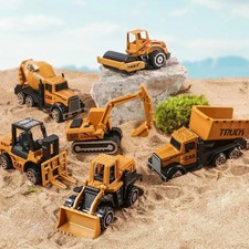 6pcs/set Toys for Boys Alloy Engineering Truck Toy Car Excavator Bulldozer Rolle