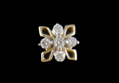 18K Gold 0,02ct natürlicher Diamant Nasennadel mit Zertifikat