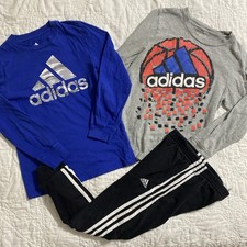 Child adidas Jogger  2 Long Sleeve T-Shirts Set Outfit, Size: 7, 7X