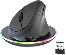 Perixx PERIMICE-719RX Wireless Duo-Rechargeable Ergonomic Vertical Mouse, 2.4GH