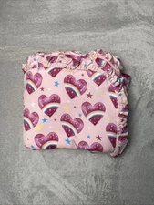 Posh Peanut Hooded Towel Rainbow Hearts Stars Ruffle Soft Pink Blue White Yellow