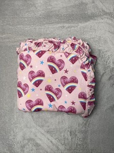 Posh Peanut Hooded Towel Rainbow Hearts Stars Ruffle Soft Pink Blue White Yellow